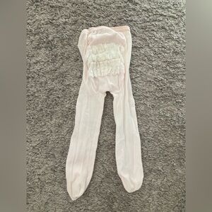 Vintage 80s Light Pink Tights w/ Lace Ruffle Bottom Baby Girl 9-12 Months